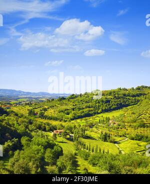 Schöne Landschaft in der Toskana in der Nähe von Montepulciano. Stockfoto