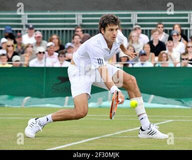 WIMBLEDON TENNIS CHAMPIONSHIPS 2008. 7TH TAG 30/6/2008 M.ANCIC WÄHREND SEINES SPIELS MIT F.VERDASCO. BILD DAVID ASHDOWN Stockfoto