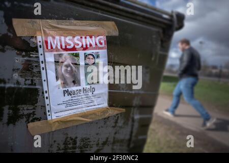 Sarah Everard vermisst Poster in Clapham Common, London, UK. Stockfoto