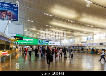 Wien, Österreich - 17. September 2018: Terminal 1 am Flughafen Wien (VIE) in Österreich. Stockfoto