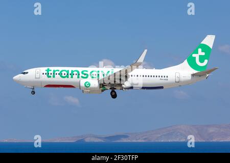 Heraklion, Griechenland - 15. September 2018: Ein Flugzeug der Transavia Boeing 737 am Flughafen Heraklion (HER) in Griechenland. Stockfoto