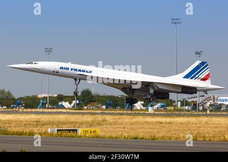 Paris, Frankreich - 16. August 2018: Air France Concorde Flugzeug am Flughafen Paris Charles de Gaulle in Frankreich. Stockfoto