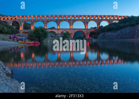 Die Pont du Gard ist ein römisches Aquädukt in der südfrankreich Stockfoto