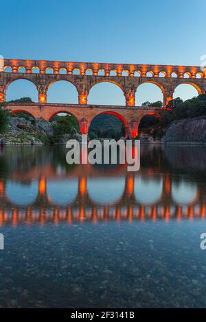 Die Pont du Gard ist ein römisches Aquädukt in der südfrankreich Stockfoto