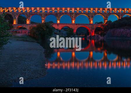 Die Pont du Gard ist ein römisches Aquädukt in der südfrankreich Stockfoto