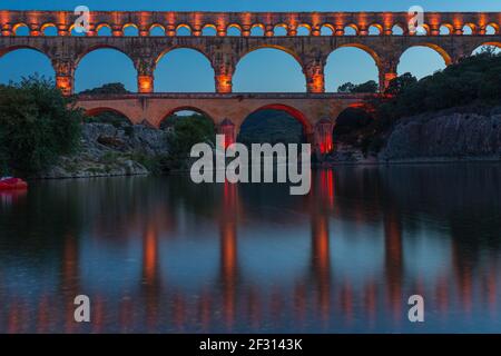 Die Pont du Gard ist ein römisches Aquädukt in der südfrankreich Stockfoto