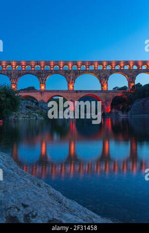 Die Pont du Gard ist ein römisches Aquädukt in der südfrankreich Stockfoto