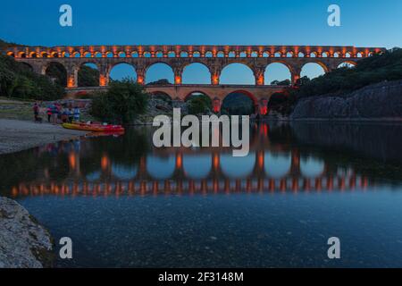 Die Pont du Gard ist ein römisches Aquädukt in der südfrankreich Stockfoto