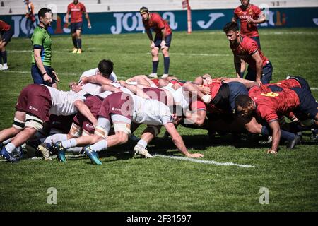 Madrid, Spanien. März 2021, 14th. Rugby Europe Championship 2021 - Spanien gegen Georgien. Die Rugby-Europameisterschaft 2021 ist Teil des Qualifikationsprozesses für die Rugby-Weltmeisterschaft 2023 in Frankreich. Complutense Nationalstadion, Madrid, Spanien. Kredit: EnriquePSans/Alamy Live Nachrichten Stockfoto