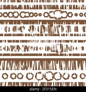 Abstrakter Vektor Braun weiß wiederholen nahtloses Muster. Illustration von geaometrischen Linien und Sechsecken mit Cut Paper Effekt Stock Vektor