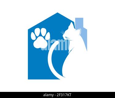 Haustierhaus mit Katze im Inneren Stockfoto