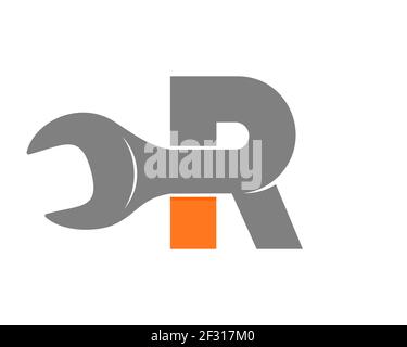 R Reparatur mit Schraubenschlüssel Stockfoto