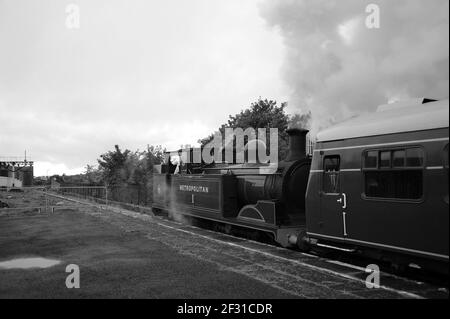 Metropolitan Railway 'NUmmer 1' auf Barry Island. Stockfoto