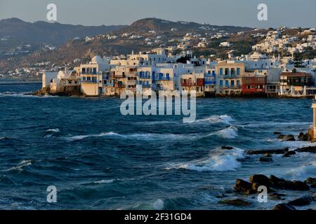 Geographie / Reisen, Griechenland, ehemalige Kapitänshäuser von Klein-Venedig, Chora oder Mykonos-Stadt, Mykonos, Additional-Rights-Clearance-Info-not-available Stockfoto