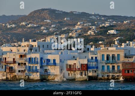 Geographie / Reisen, Griechenland, ehemalige Kapitänshäuser von Klein-Venedig, Chora oder Mykonos-Stadt, Mykonos, Additional-Rights-Clearance-Info-not-available Stockfoto