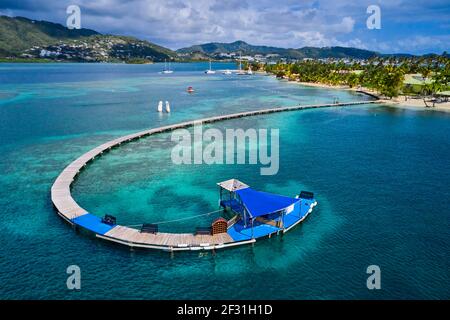 Frankreich, Westindien, Martinique, Sainte-Anne, Pointe Marin Strand, Der Ponton des Club Med Les Boucaniers Stockfoto
