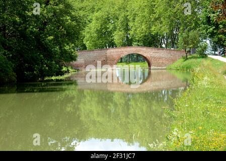 Frankreich, Haute Garonne, Toulouse, Canal du Midi, dieses Kunstwerk verbindet Toulouse mit dem mittelmeer, es ist UNESCO-Weltkulturerbe. Stockfoto