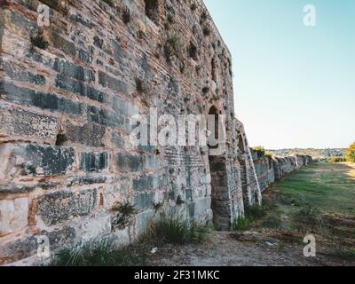 Nördliche Nekropole von Nikopolis, Griechenland, Epirus Grafschaft, alte Nikopolis befestigte Wand aus der Nähe Stockfoto