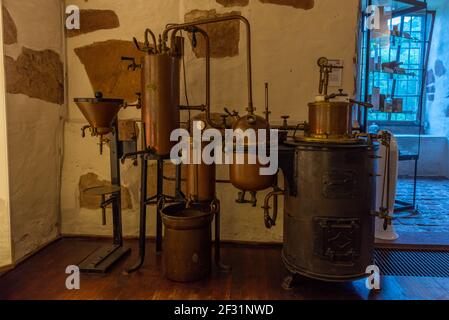 Heidelberg, 17. September 2020: Inneneinrichtung des Apothekenmuseums im Heidelberger Schloss Stockfoto