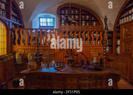 Heidelberg, 17. September 2020: Inneneinrichtung des Apothekenmuseums im Heidelberger Schloss Stockfoto