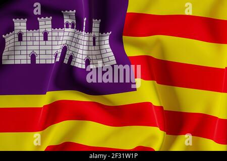 Balearen-Insel offizielle flag,3D Rendern Illustration Stockfoto