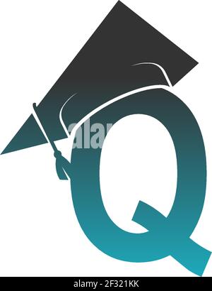 Buchstabe Q Logo Symbol mit Graduierung Hut Design Vektor Illustration Stock Vektor