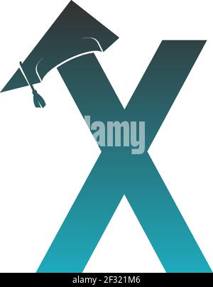 Buchstabe X Logo Symbol mit Graduierung Hut Design Vektor Illustration Stock Vektor