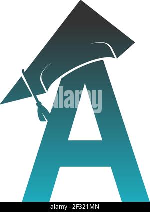 Schreiben SIE EIN Logo Symbol mit Abschluss Hut Design Vektor Illustration Stock Vektor