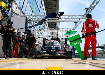 37 HEINEMEIER HANSSON David (DNK), KING Jordan (GBR), TAYLOR Ricky (GBR), Oreca 07 Gibson Team Jackie Chan DC Racing, Action während des 2019-Stunden-Testtages von Le Mans 24, am 2. Juni auf der Rennstrecke von Le Mans, Frankreich - Foto Antonin Vincent / DPPI Stockfoto