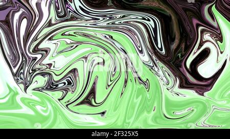 Grün Flüssigkeit abstrakt modern hell Konzept Flüssigkeit Kunst Farbe Welle Gradient 3D Render Stockfoto