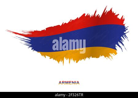 Flagge Armeniens im Grunge-Stil mit Windeffekt, Vektor Grunge Pinselstrich Flagge. Stock Vektor