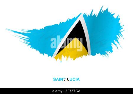 Flagge von St. Lucia im Grunge-Stil mit Windeffekt, Vektor Grunge Pinselstrich Flagge. Stock Vektor