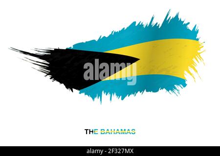 Flagge der Bahamas im Grunge-Stil mit Windeffekt, Vektor Grunge Pinselstrich Flagge. Stock Vektor