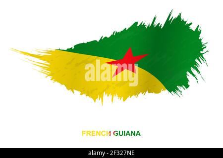 Flagge von Französisch-Guayana im Grunge-Stil mit wehenden Effekt, Vektor Grunge Pinselstrich Flagge. Stock Vektor