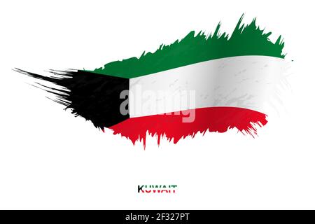 Flagge von Kuwait im Grunge-Stil mit wehenden Effekt, Vektor Grunge Pinsel Schlaganfall Flagge. Stock Vektor