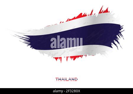 Flagge Thailands im Grunge-Stil mit Windeffekt, Vektor Grunge Pinselstrich Flagge. Stock Vektor