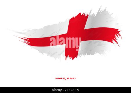Flagge Englands im Grunge-Stil mit Windeffekt, Vektor Grunge Pinselstrich Flagge. Stock Vektor