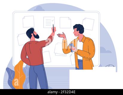 Mitarbeiter, die im Büro mit Business Dashboard arbeiten Stock Vektor