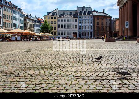 Kopfsteinpflasterplatz, Altstadt, Kopenhagen, Dänemark Stockfoto