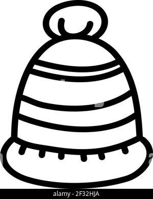 Hut mit Pompon und Linien, Illustration, Vektor auf weißem Hintergrund Stock Vektor
