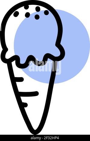 Blaues Eis in einem Kegel mit Streuseln, Illustration, Vektor auf weißem Hintergrund Stock Vektor