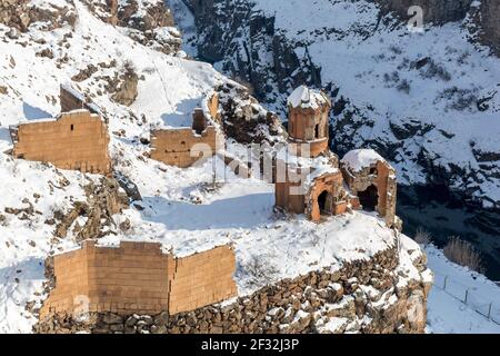 Hripsime (Bakireler) monestry in Ani ist ein zerstörter mittelalterlicher armenischer Stadt jetzt in der türkischen Provinz Kars und nächste An der geschlossenen Grenze zu Armenien Stockfoto