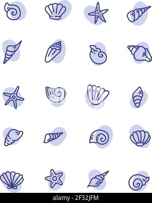 Schöne dekorative Muscheln, Illustration, Vektor auf weißem Hintergrund Stock Vektor