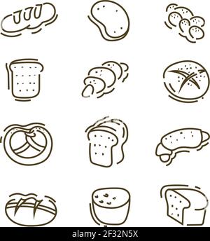 Verschiedene Brotsorten, Illustration, Vektor auf weißem Hintergrund Stock Vektor