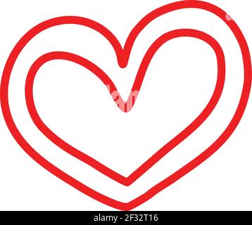 Zwei dünne Herzen, Illustration, Vektor auf weißem Hintergrund Stock Vektor