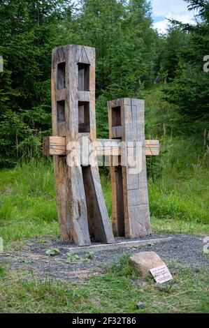 Station VI des Kreuzweges: Veronica wischt das Antlitz Jesu. Kalvária na Peknú vyhliadku in Starý Smokovec, Slowakei. 2020/07/27. Stockfoto