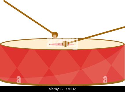Kleine Trommel, Illustration, Vektor auf weißem Hintergrund. Stock Vektor