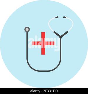 Ärzte Stethoskop, Illustration, Vektor auf weißem Hintergrund. Stock Vektor