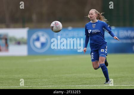 DURHAM CITY, GROSSBRITANNIEN. MÄRZ 14th Ellie Christon von Durham Women während des FA Women's Championship Matches zwischen dem Durham Women FC und Leicester City im Maiden Castle, Durham City am Sonntag, 14th. März 2021. (Kredit: Mark Fletcher, Mi News) Kredit: MI Nachrichten & Sport /Alamy Live Nachrichten Stockfoto