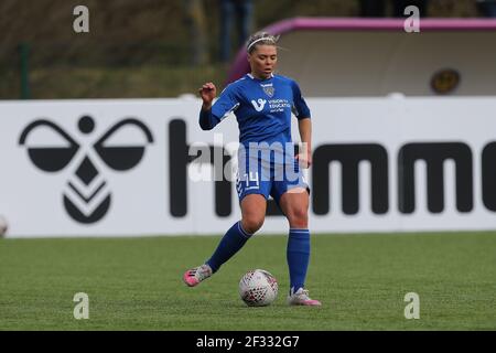 DURHAM CITY, GROSSBRITANNIEN. MÄRZ 14th Becky Salicki von Durham Women während des FA Women's Championship Matches zwischen dem Durham Women FC und Leicester City im Maiden Castle, Durham City am Sonntag, 14th. März 2021. (Kredit: Mark Fletcher, Mi News) Kredit: MI Nachrichten & Sport /Alamy Live Nachrichten Stockfoto